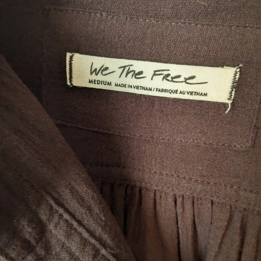 FP We The Free Chocolate Gauzy Poet Blouse, Sz M - Picture 3 of 4